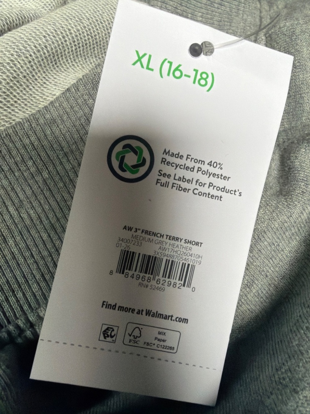 Athletic Works Women’s Gray French Terry Bermuda Shorts 3” Inseam Size XL NWT - Picture 7 of 9